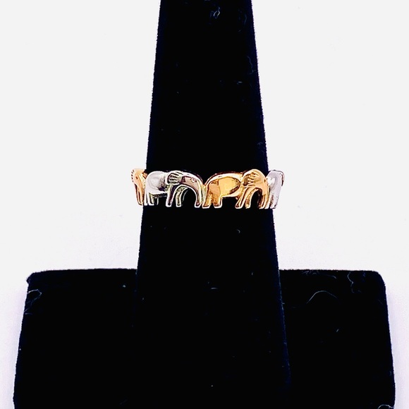 🌺Silver & Rose Gold Elephant Eternity Band Ring🌺 - Picture 5 of 11